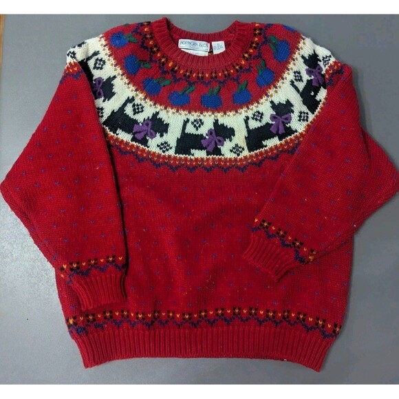 Northern Isles Sweaters - Scottie Terrier Sweater Northern Isles Size XL Vintage 90s Grandma Embroidered
